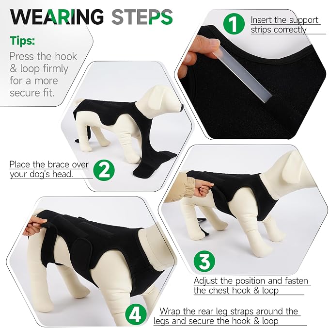 Back Brace for Dogs with Strong Spine Stability Support, Black S | IVDD Mobility Back Brace for Pet, Breathable & Adjustable for Joint & Hip Support Senior or Less Mobile Dogs