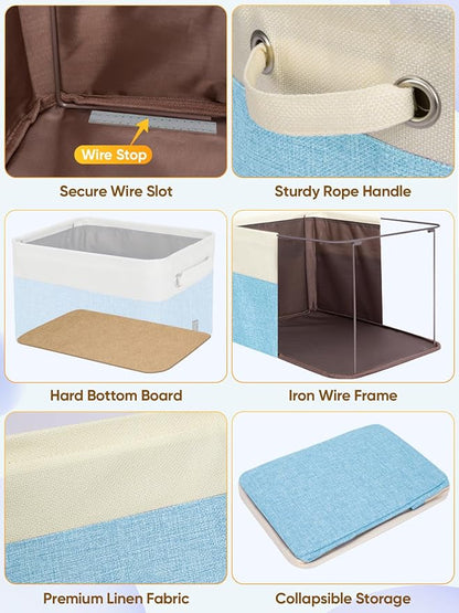 BALEINE 1 Pack Fabric Closet Storage Bins for Shelves, Linen Closet Organizers and Storage, Decorative Baskets for Organizing, Shelf, Clothes, Home, Office (Green, 17''x13''x10.5'')