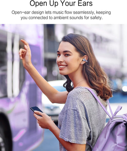 A50 Clip on Earbuds, Bluetooth 6.0 Wireless Open Ear Headphones w/5.3g Weightless Comfort,48H Playtime,3D Soundstage,Clear Call Mics,IPX5,Multipoint Connection,Fit for Workout Running Black