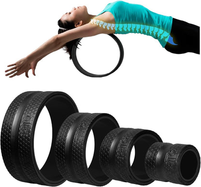 Back Roller Wheel- Foam Padded Back Stretcher Wheel with Center Spine Cradle- Stretching Wheel for Back Pain Set of Four
