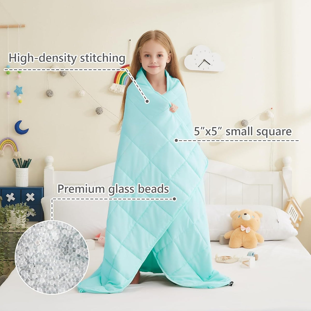L'AGRATY Weighted Blanket - 36"x48" 5lbs Weighted Blanket Microfiber Material with Glass Beads Small Blanket for All-Season Summer Fall Winter Soft Thick Blanket