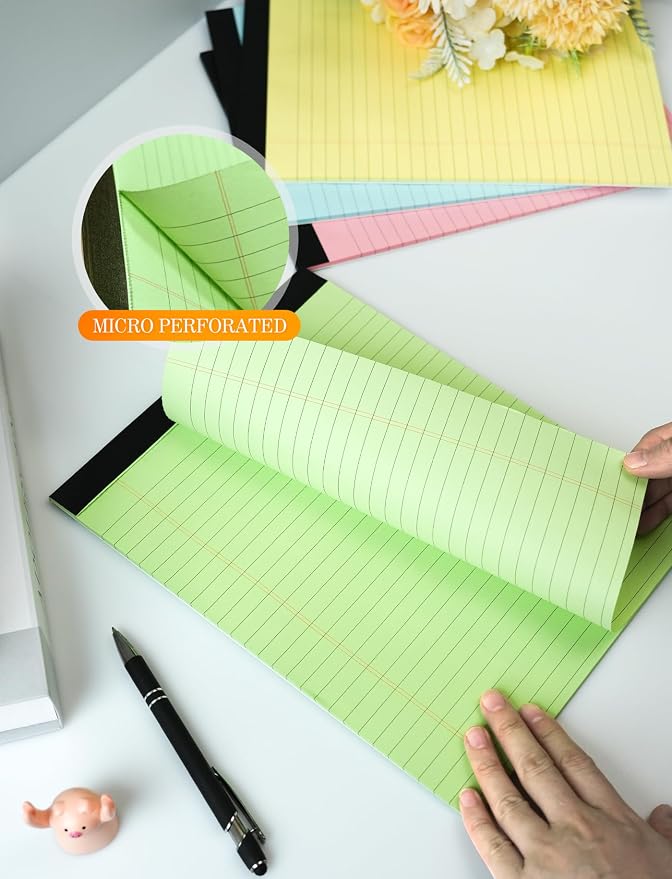 Legal Pads 8.5 x 11 Colored Note Pads, 12 Pack Colored Paper Pads 8.5x11