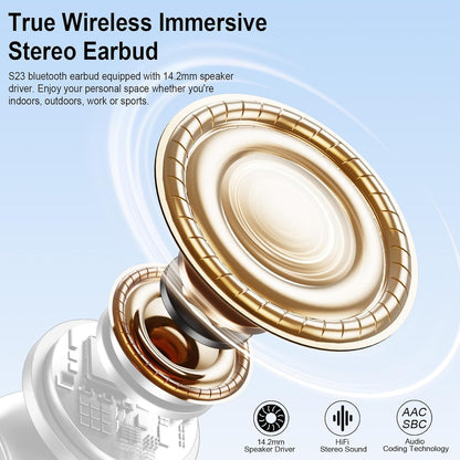 Wireless Earbuds, 2025 Bluetooth 5.3 Headphones HiFi Stereo Ear buds with ENC Noise Cancelling Mics, 40H Bluetooth Earbuds with Dual LED Display, IP7 Waterproof in Ear Earphones for Android iOS, White