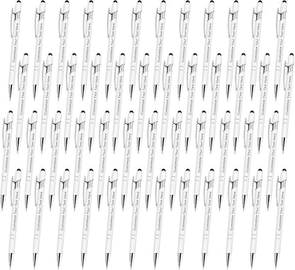 Qingxily Custom Pens Bulk - Up to 300 Personalized Stylus Ballpoint Pens With Free Engraving - Customized With Your Name, Text, Message for Business, Graduation, Anniversaries - Colorful 48 Pcs