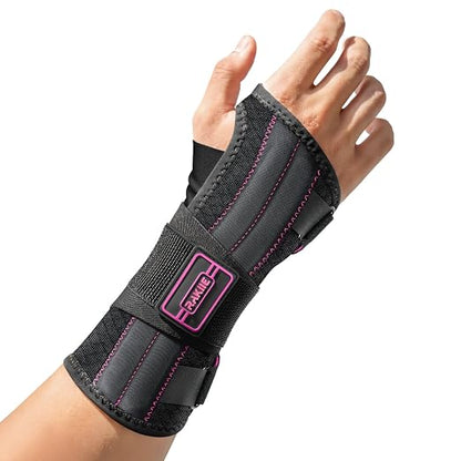 Rakiie Upgraded Carpal Tunnel Wrist Brace, Night Sleeping Support for Arthritis, Sprain & Tendonitis Pain Relief, Flexible 3-Bar Support, Breathable Hand Splint for Typing, Work & Housework, Fit for Men & Women (Pink, Small, Right Hand)