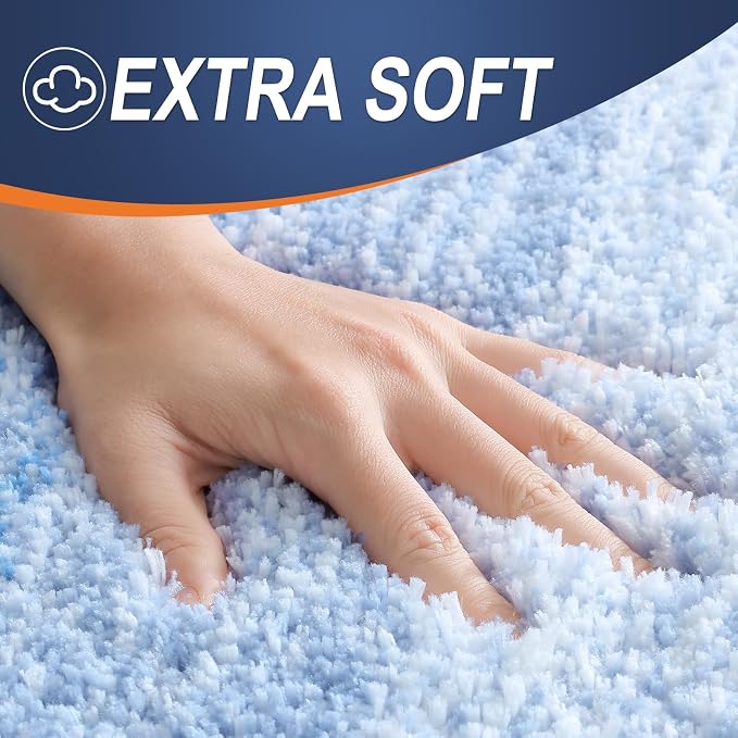 OLANLY Small Bathroom Rugs Mat 24x16, Extra Soft Absorbent Microfiber Bath Rugs, Rubber Backing, Quick Dry, Washable Bath Mats for Bathroom Floor, Tub and Shower, Home Decor Accessories, Light Blue