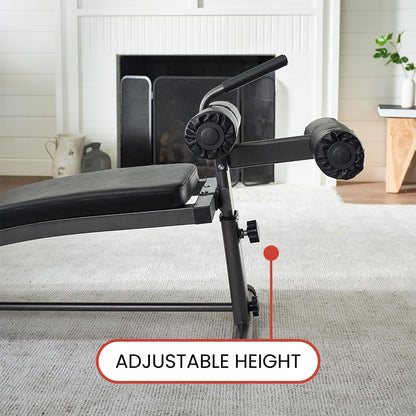 Finer Form Gym-Quality Sit Up Bench with Reverse Crunch Handle - Curved Ab Workout Bench for Your Home Gym. More Effective than an Ab Machine or Ab Roller. Get Abdominal Weight Bench for Decline Bench Press Right in Your Home Gym.