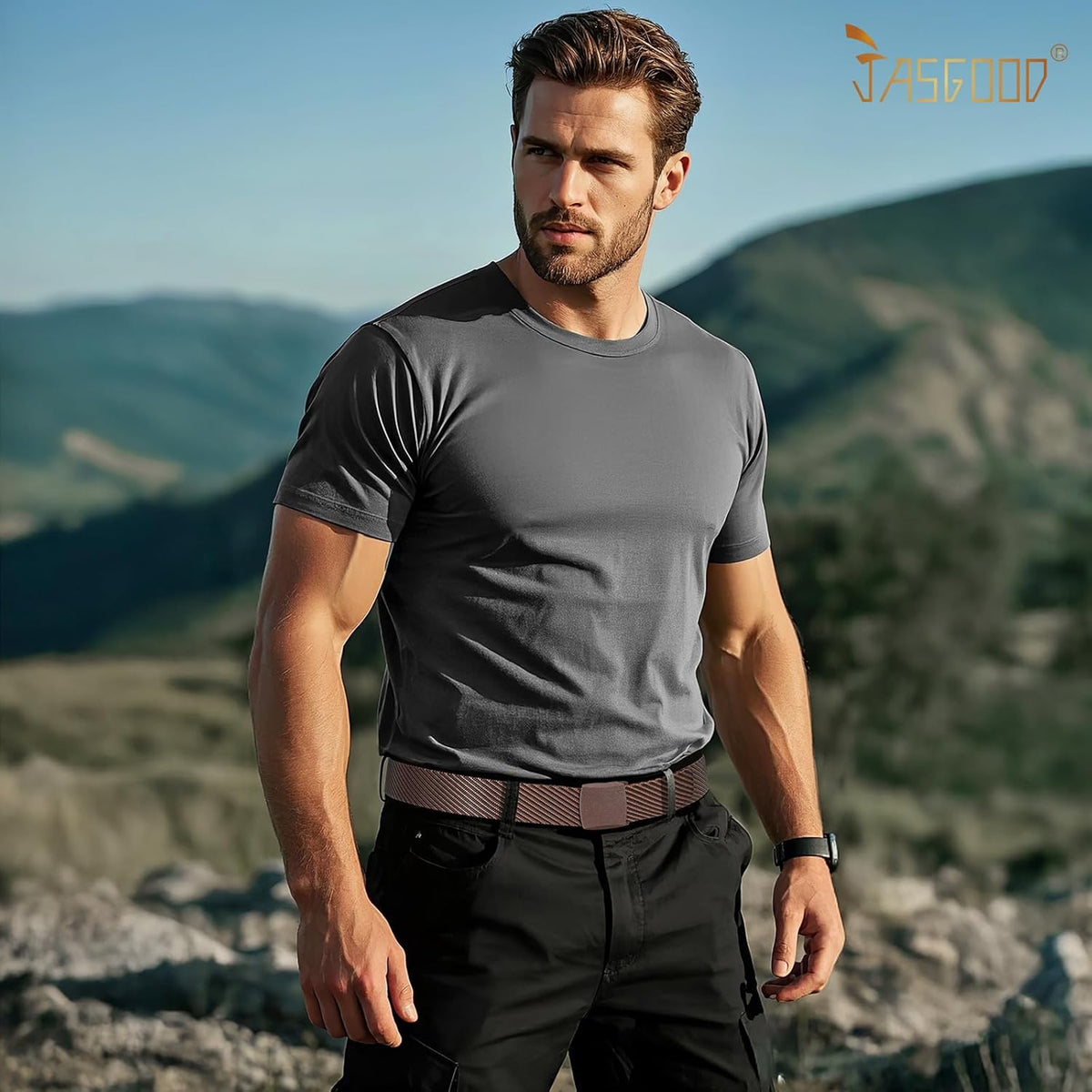 JASGOOD Nylon Canvas Breathable Military Tactical Men Waist Belt With Plastic Buckle