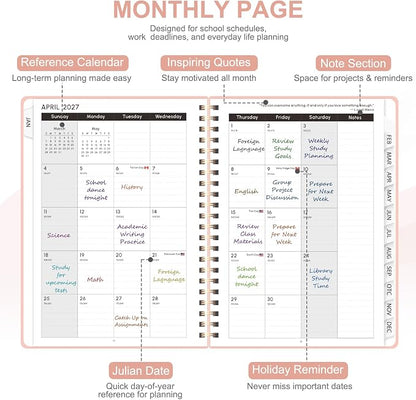 2027 Planner, Weekly and Monthly Calendar Planner Book, A5(6.3'' x 8.5'')