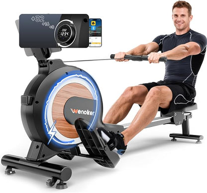WENOKER Rowing Machine, Magnetic Rowing Machine for Home, Upgraded 32-Levels Resistance with Smart Electronic Knob, 350 LBS Weight Capacity, Compact Rower Machine Easy Assembly.