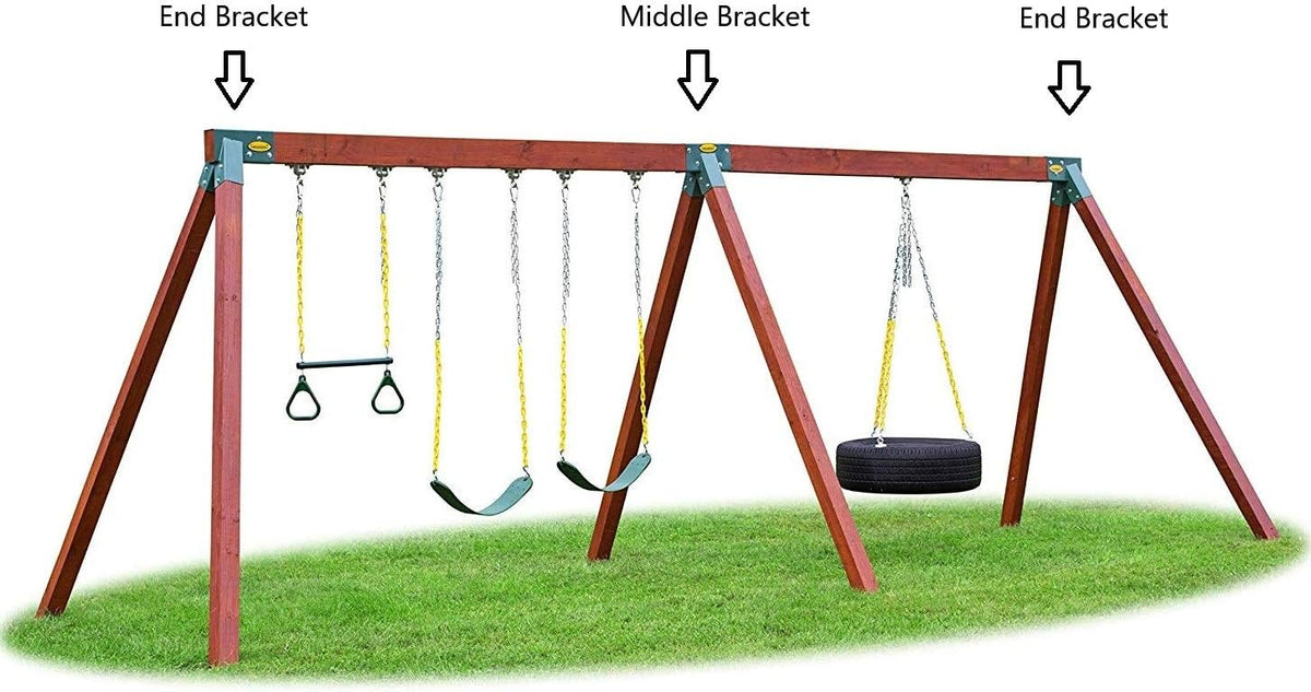 Eastern Jungle Gym Easy 1-2-3 A-Frame Swing Set Bracket Heavy Duty for EZ, Simple Install - DIY Swing Set Parts Green