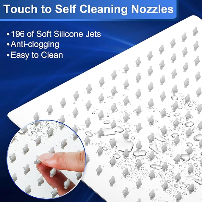 Rain Shower Head - 10 Inch High Pressure Shower Heads 304 Stainless Steel Ultra Thin Square Showerhead Pressure Boosting Design, Ceiling or Wall Mount