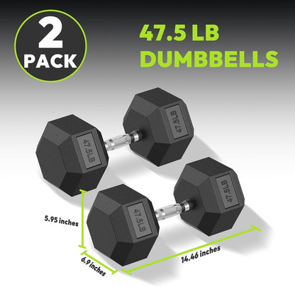 Hex Dumbbell Set 2.5-400 lb, Rubber Encased Exercise & Fitness Dumbbells, Weights Dumbbells Set of 2, Hand Weight for Strength Training