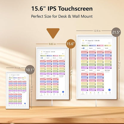 15.6" Digital Calendar Family Electronic Calendar & Chore Chart,Wall/Desk Planner Smart HD Touchscreen Interactive Display Support App, Pomodoro Timer,Planner for Schedules,Meals,Chore,Gifts for Mom Dad(White)