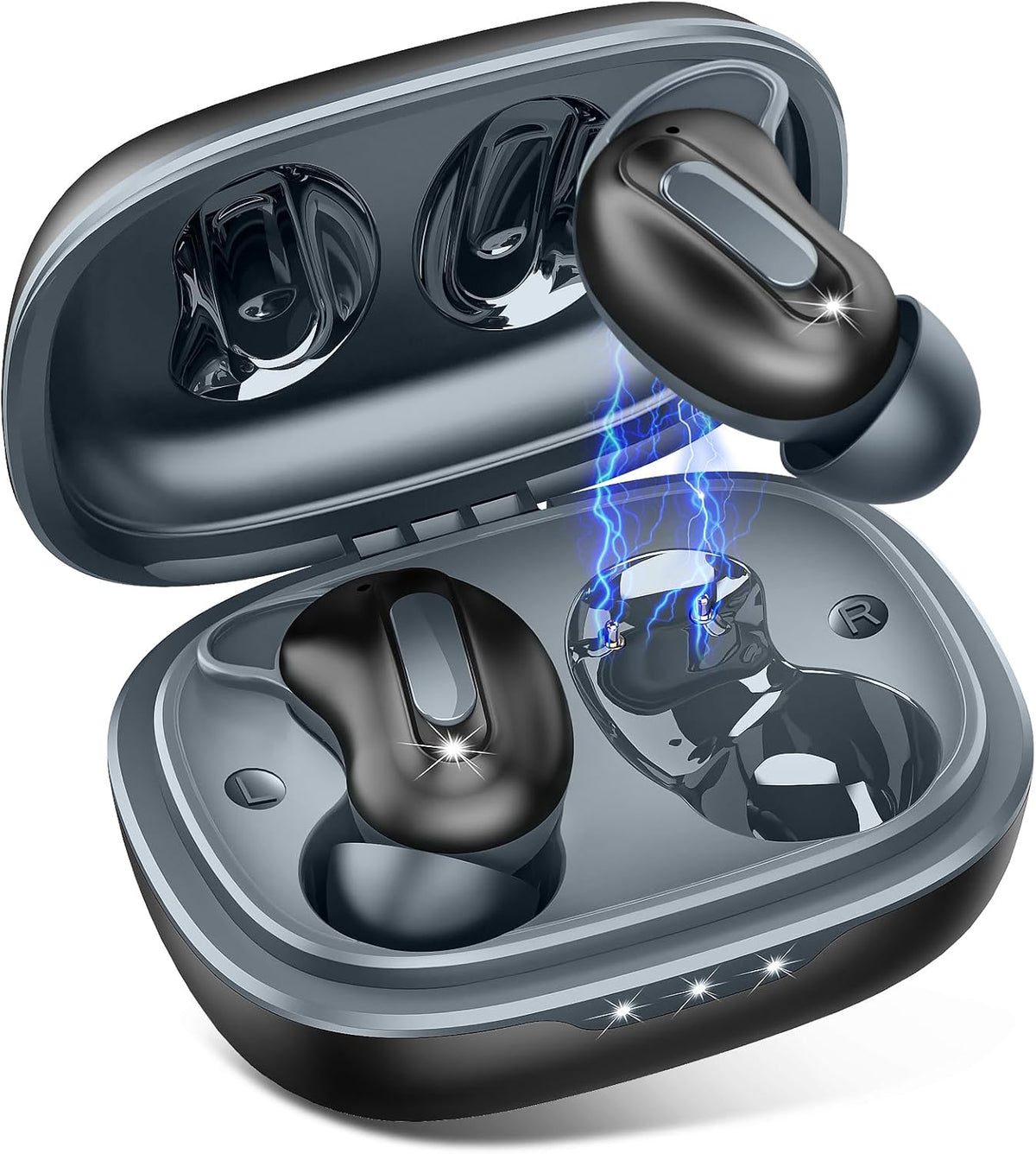 Sleep Earbuds, Mini ANC Wireless Earbuds Bluetooth 5.4 Headphones Deep Bass Stereo, 48H Playtime Ear Buds, 4 ENC Noise Cancelling Mic, In Ear IP7 Waterproof Earphones for Side Sleepers,Touch Control