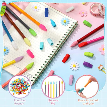 2000 Pcs Pencil Top Erasers Bulk 15 Assorted Colors Pencil Cap Erasers Pencils Eraser Toppers for Writing, Home Office Supplies, Party Favor Bags, Game Prize Giveaways