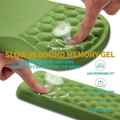 Hokafenle 2 in 1 Ergonomic Mouse Pad Wrist Support & Wrist Rest for Computer Keyboard Set, with Relieve Carpal Tunnel Pain Massage Bulge and Full Memory Gel Design (2In1 Set, Grass Green)