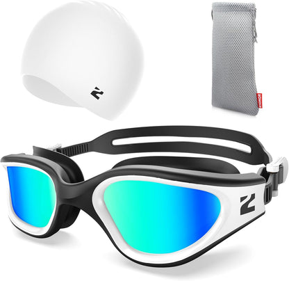 ZIONOR G1 Lite Swim Goggles with Swim Cap Comfortable Anti-fog Swimming Goggles Cap Set for Adult Men Women