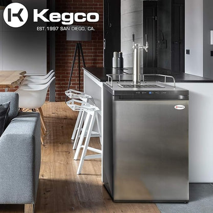 Kegco HBK309S-2 Home Brew Keg Dispenser, Stainless Steel, 2 Tap