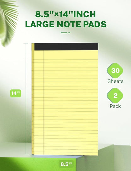Zaviko Legal Pads 8.5 x 14, Wide Ruled Legal Pad, Yellow Paper 8.5 x 14