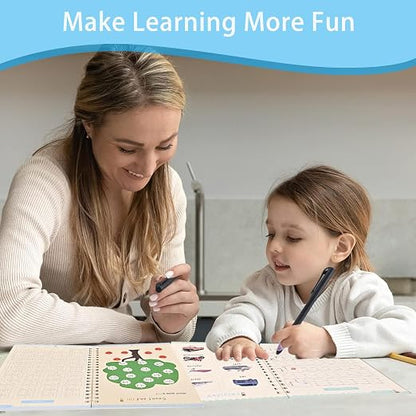 AALGO Handwriting Book Practice for Kids,Reusable Grooved Handwriting Books