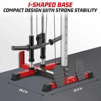 LAT Pulldown Machine, Multi-Functional Cable Machine with High and Low Pulley Station, Row Cable Machine Home Gym with Leg Support, Tricep Workout Equipment