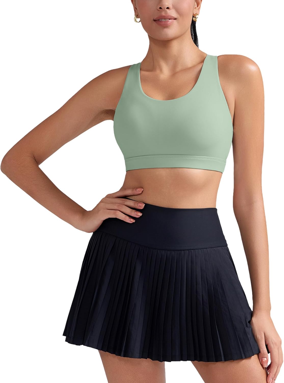 RUNNING GIRL Sports Bra for Women, Criss-Cross Back Padded Strappy Sports Bras Medium Support Yoga Bra with Removable Cups