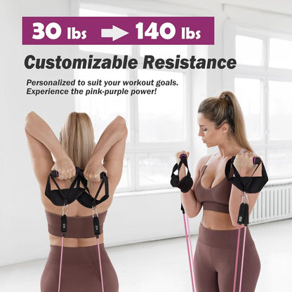 Upgraded Pilates Bar Kit with Resistance Bands Natural Latex for Women & Men, Heavy-Duty Stainless Steel Multifunctional Yoga Pilates Stick for Home Gym Exercise Fitness Equipment Full-Body Workouts