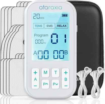 TENS Unit Muscle Stimulator, 3-in-1 EMS Massager Machine, Masajeador Muscular Electrico with 60 Modes, for Gradual Shoulder, Sciatica, Muscle Relaxation,Relieve Back Pain, with 12 TENS Pads