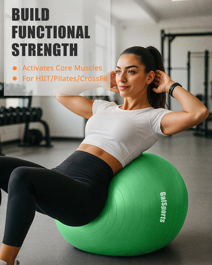 GalSports Anti-Burst Slip Resistant Stability Ball - Swiss Ball for Home Gym & Physical Therapy