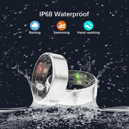 Smart Health Rings for Women Men, Fitness Tracker with Heart Rate, Blood Oxygen, HRV, Sleep Tracker, Step Tracker, No Subscription Fee, IP68 Waterproof Smart Ring for iphone & Android (Silver 6#)