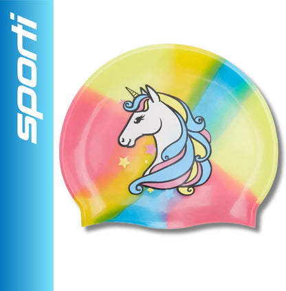 Sporti Silicone Swim Cap for Kids, Unisex Youth Swimming Cap, Protection Bathing Caps for Your Children, Aged 2-10
