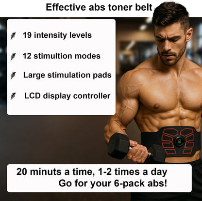 EMS Muscle Stimulator, ABS Stimulator, Abdominal Toning Belt Home Office Fitness Workout Equipment for Abdomen