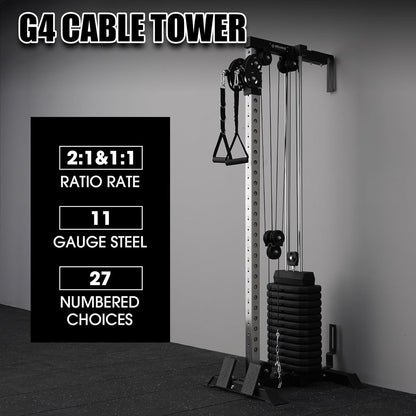Mikolo Wall Mount Cable Station, Cable Crossover Machine with Dual Pulley System and 18 Adjustable Positions for Home Gym Fitness Equipment