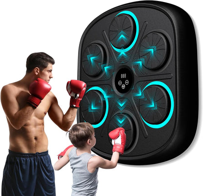 2025 New Model Smart Music Boxing Machine for Adults and Kids, Training Machine with LED Electronic Wall Mounted, Home Indoor Workout Equipment with Premium Boxing Gloves