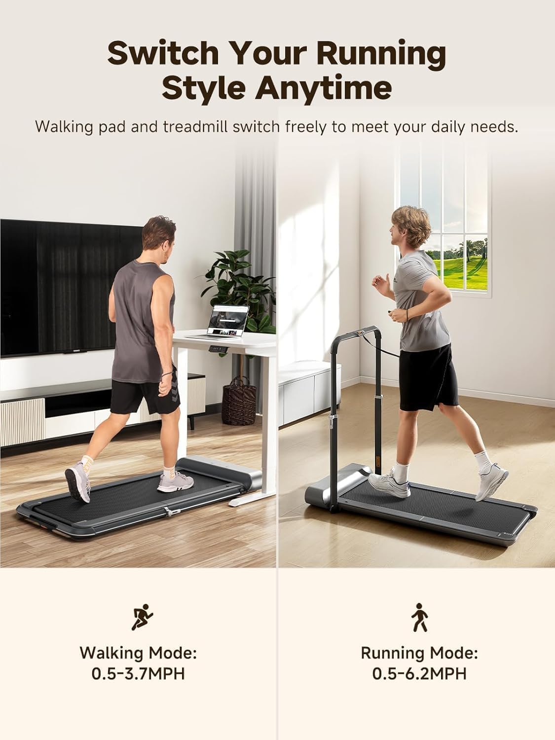 WALKINGPAD R Series Folding Treadmill, 2 in 1 Walking Pad Under Desk Treadmill for Home and Office, Compact Foldable Design with App Control and LED Display, Spacious Belt for Walking or Running