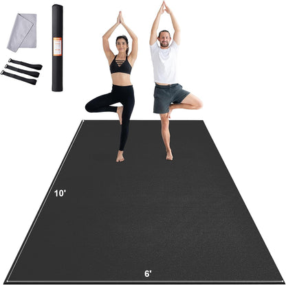 VEVOR Large Exercise Mat, Non Slip High Density Premium Yoga Mat, Exercise Yoga Mat for Men Women, Fitness & Exercise Mat with Bag & Carry Strap, for All Types of Home Yoga, Pilate & Floor Workout