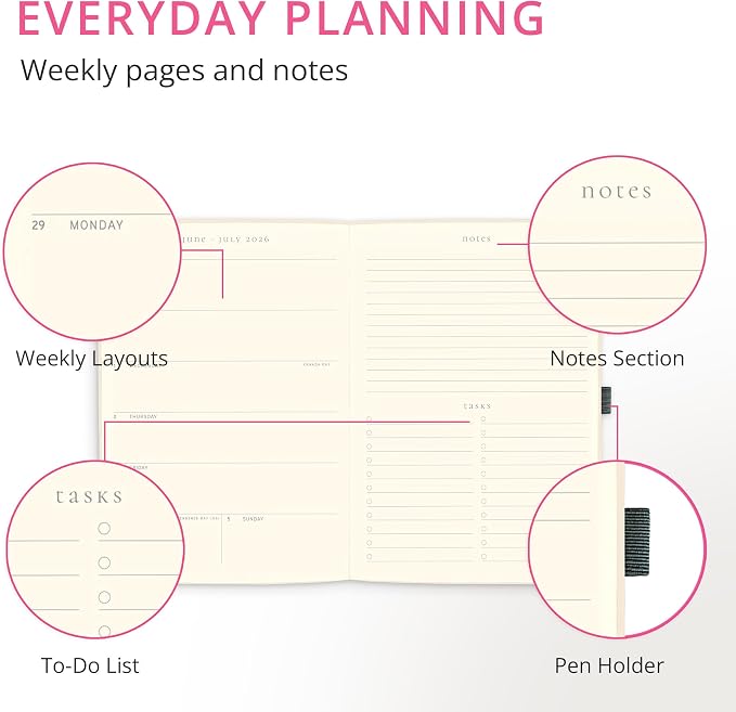 Graphique Endlessly Busy 18 Month Planner | July 2026 – Dec. 2027 | Hardbound Planner with Monthly Tabs | Holidays & Reminder Stickers 6 x 8