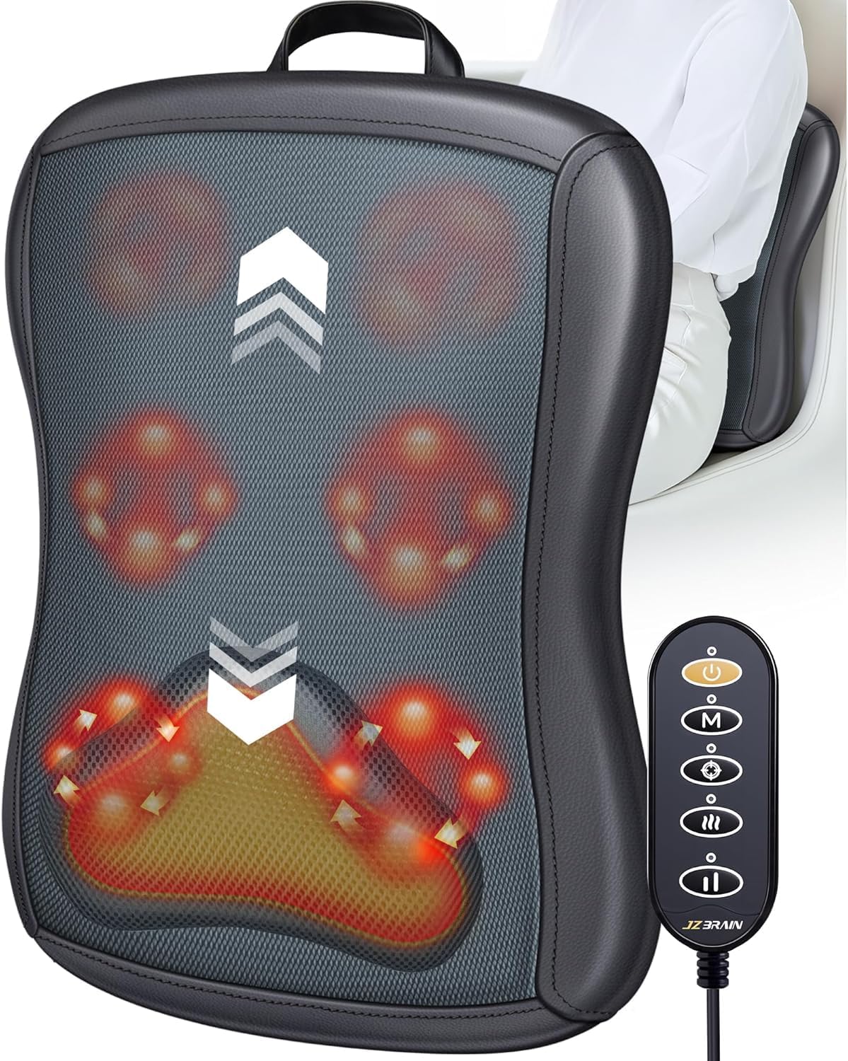 Shiatsu Back Massager with Heat : Up and Down Rolling Massage - Electric Back Massager for Pain Relief Deep Tissue - Heated Lower Back Massager for Office, Home Use