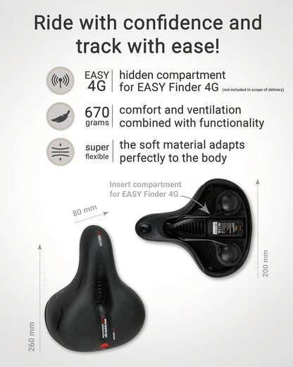 PAJ GPS Bike seat Without Holder - Cloud Comfort Technology - Suitable in Conjunction with The Easy Finder 4G (not Included) as a GPS Tracker for Bicycles, e-Bikes, MTBs, Bicycle Saddle etc.