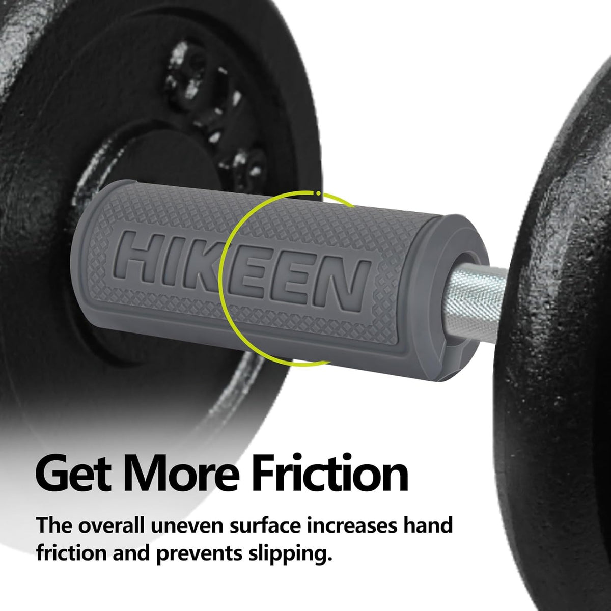 Hikeen Thick Bar Dumbbell Grips,Non Slip Hard Rubber Barbell Grips,Grips for Weight Lifting, Muscle Building-1.77", 2", 2.25" & 2.75" Outer Diameter