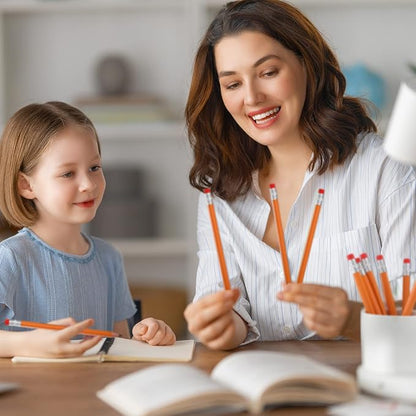 Fainne 48 Pcs Large Pencils 3 Sharpeners,Orange+silver,Triangle