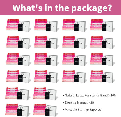 100 PCS Bulk Resistance Bands, Loop Exercise Bands Set for Gym Members Sports Class Students Gift, 5 Pieces Each Set with Storage Bag, Fitness Bands for Outdoor Home Gym Yoga Pilates