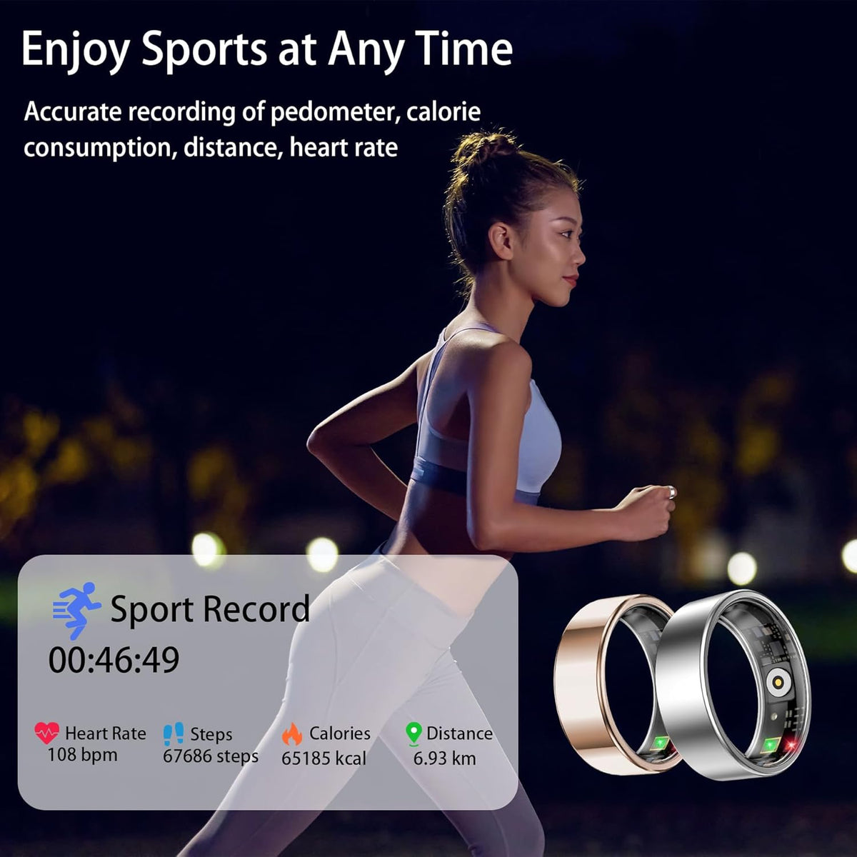 Smart Ring for Women Men, Sleep Tracker Ring, Waterproof Fitness Tracker Health Rings with Heart Rate Monitoring, Blood Oxygen, Stress Distance Calories Steps Tracking, No Subscription Fee(Silver, #8)