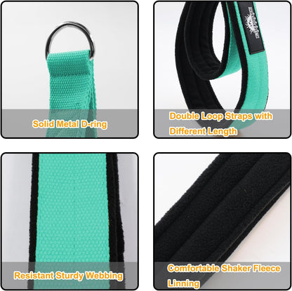 1 Pair Pilates Double Loop Straps for Reformer Fitness D-Ring Straps Handle, Yoga Exercise Accessories for Home Gym Workout