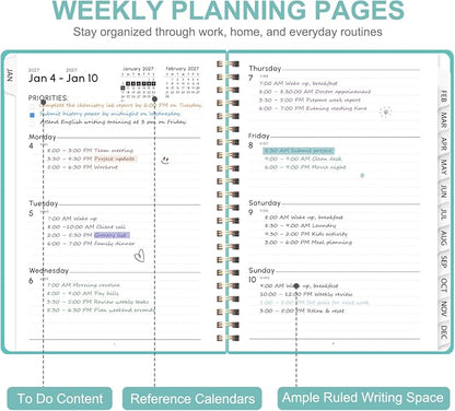 2027 Planner, Weekly and Monthly Calendar Planner Book, A5(6.3'' x 8.5'')