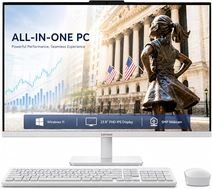 Lenovo 24" All-in-One Desktop Computer, Intel N100 Processor, 32GB RAM, 512GB SSD, FHD Display, Space-Saving Design for Home, Office &Business, Wi-Fi 6, HDMI Out, Windows 11, Wireless Keyboard & Mouse
