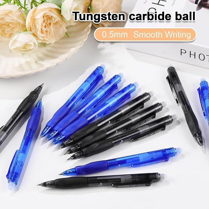 USUAL 90 Pack Retractable Erasable Gel Pens Clicker, Fine Point(0.5mm),Black&Blue&Red Ink for Planners,Make Mistakes Disappear, Premium Comfort Grip, Smooth Writing Pen Office Back-to-School Supplies