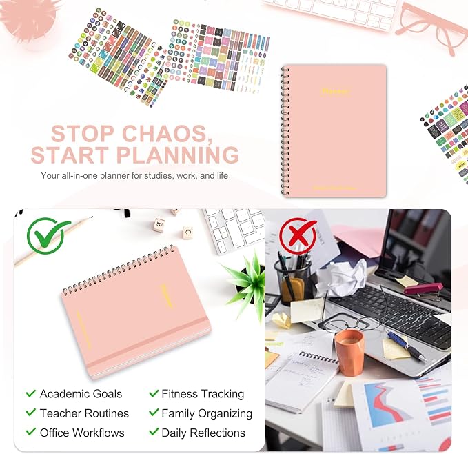 Planner 2026-2027, Academic Weekly and Monthly Calendar Planner, July 2026 - June 2027, Hardcover Spiral Agenda Book, School Supplies for Teacher Student - Letter Size(8.5" x 11")