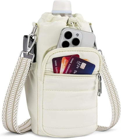 Water Bottle Bag 40 oz Crossbody Holder for Walking Hiking Insulated Carrier Purse with Adjustable Strap